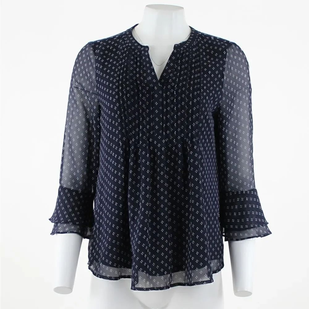 Charter Club Petite Printed Pintuck Top